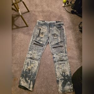 Trendy Distressed Skinny Jeans in Blue